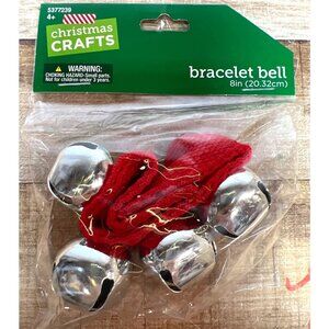Christmas Bell Bracelet 8in With Red Adjustable Strap & Silver Bells